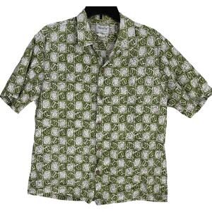Naniloa by Lamco Shirt Mens Size L Green Turtles Hawaiian Button Up Short Sleeve
